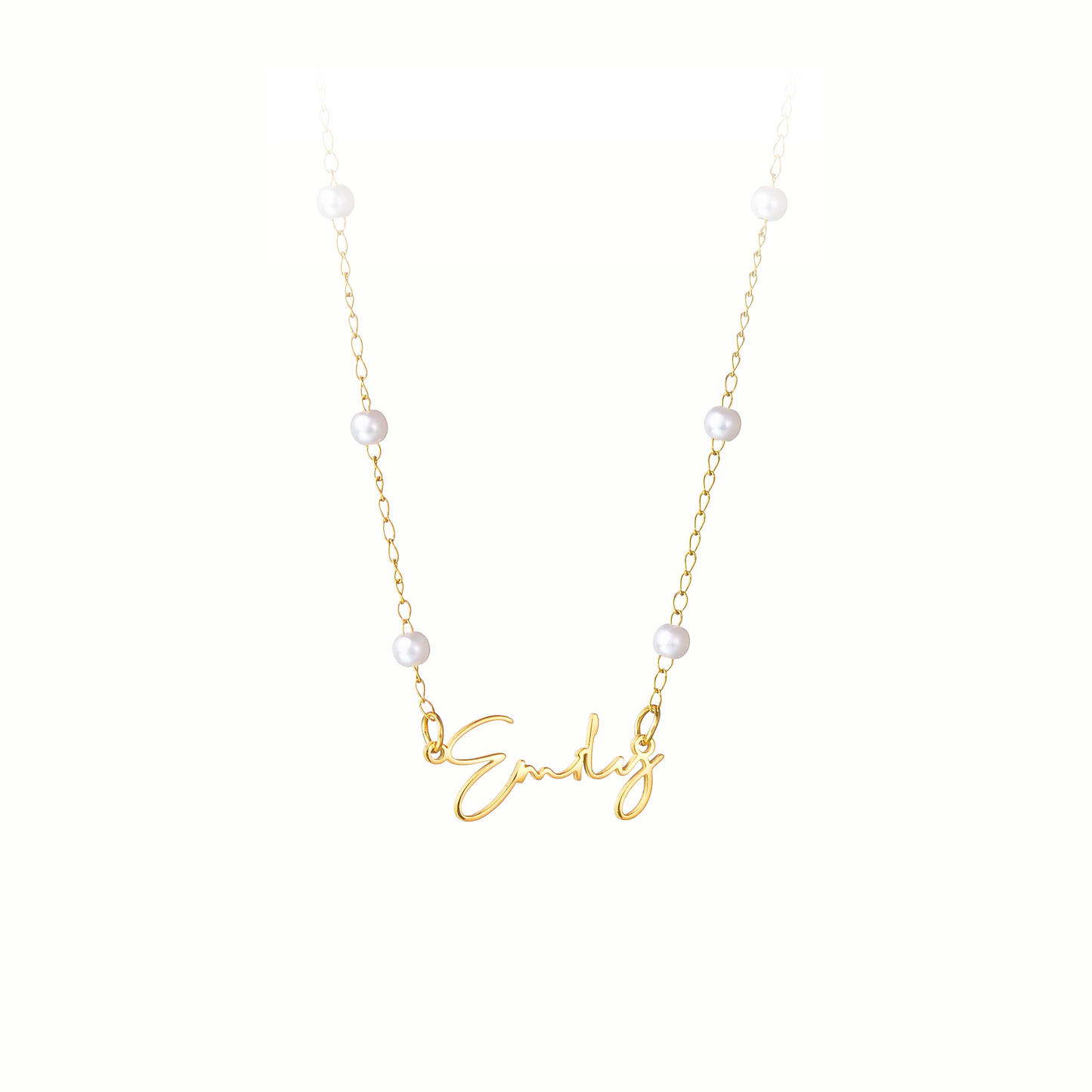 Personligt Namnhalsband med Pärlor – Diamanta Signature™