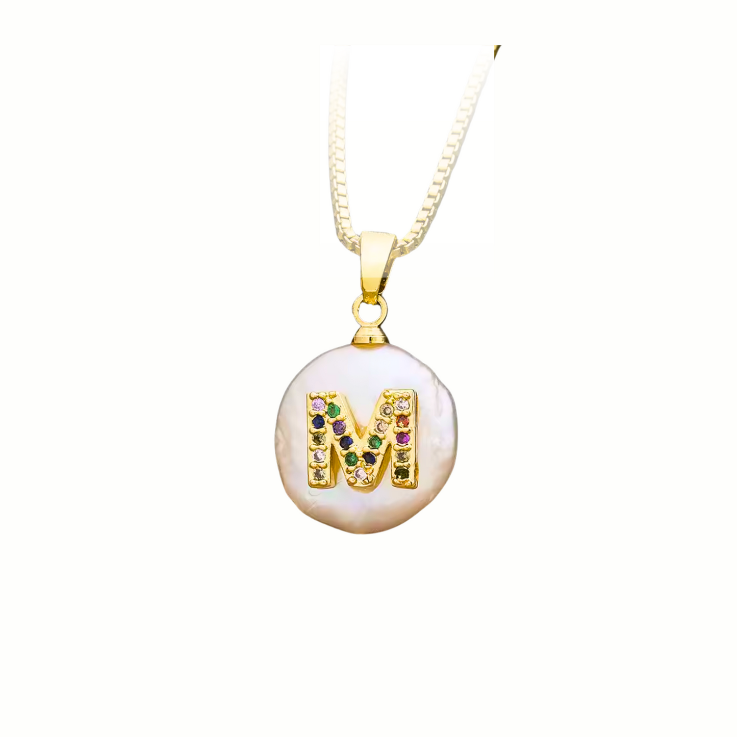 Diamanta Rainbow Pearl™ A–Z – Bokstavshalsband med Färgstarka Stenar & Pärldesign