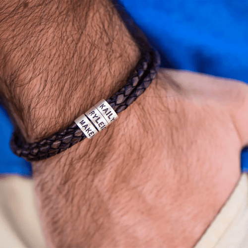 Personligt Läderarmband Herr med 1–5 Namn – Diamanta Legacy Bond™