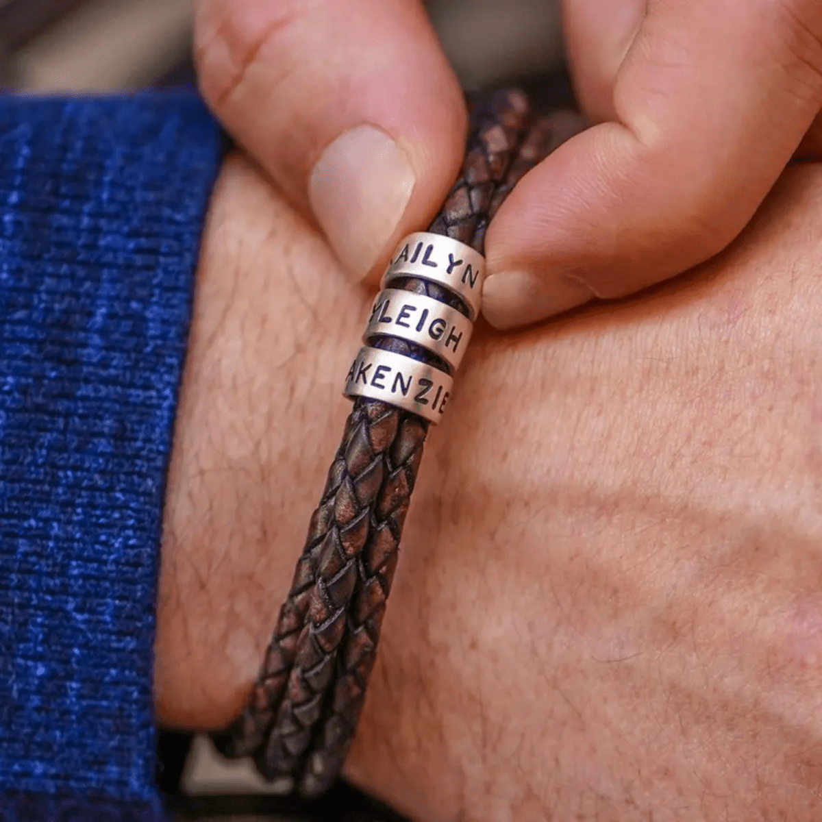 Personligt Läderarmband Herr med 1–5 Namn – Diamanta Legacy Bond™