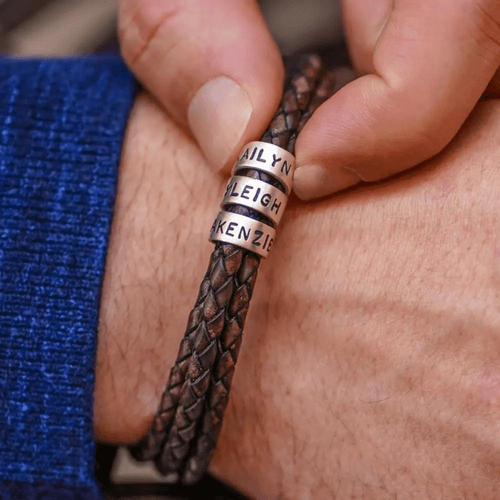 Personligt Läderarmband Herr med 1–5 Namn – Diamanta Legacy Bond™