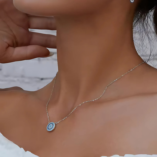 Diamanta x Evil Eye Halsband – 925 Sterling Silver med Zirkoner – Skydd och Stil