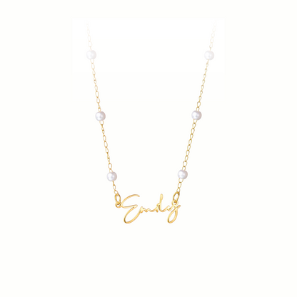 Personligt Namnhalsband med Pärlor – Diamanta Signature™
