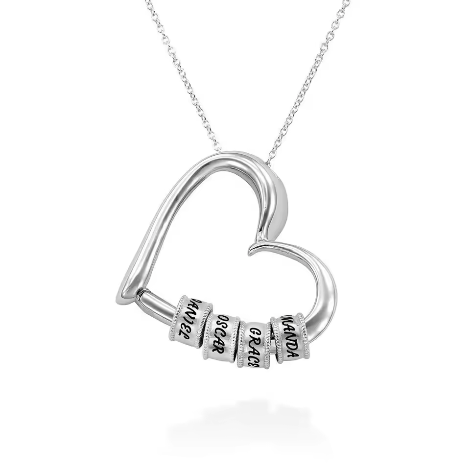 Halsband med 1–5 Namn i Hjärthänge – Guld, Silver & Rosé | Diamanta Heartbond™
