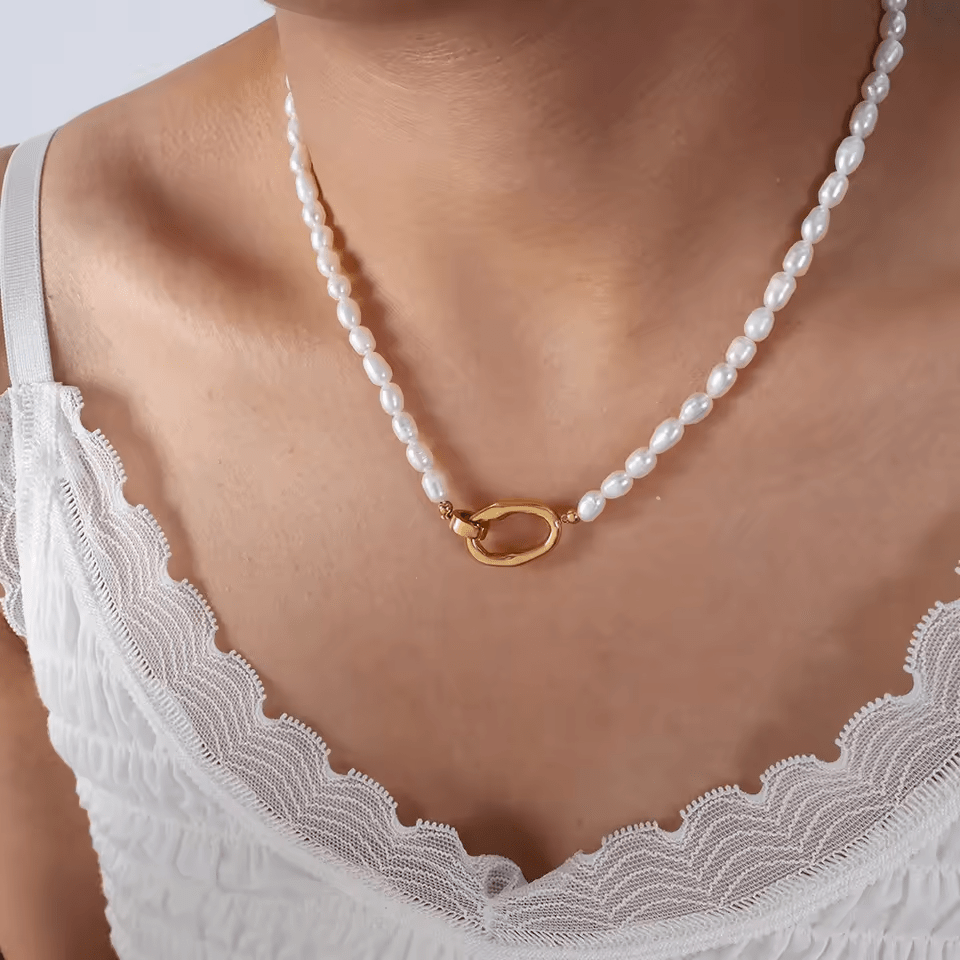 Pärlhalsband med O-formad Låsdetalj Diamanta Pearl Balance™ Halsband