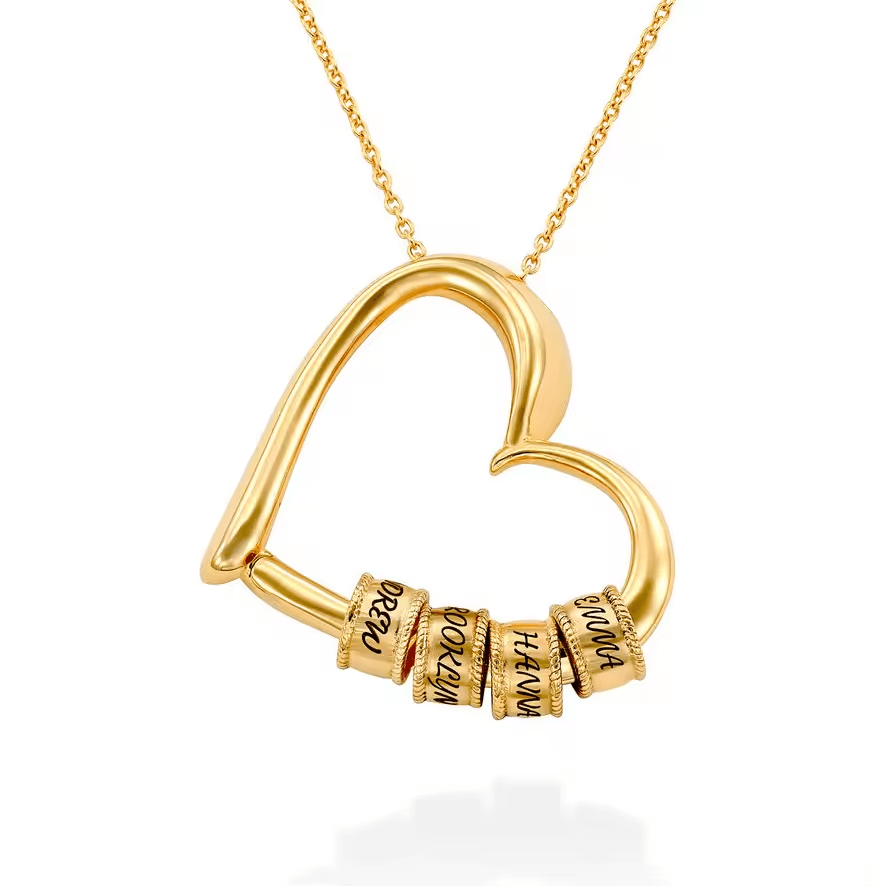 Halsband med 1–5 Namn i Hjärthänge – Guld, Silver & Rosé | Diamanta Heartbond™