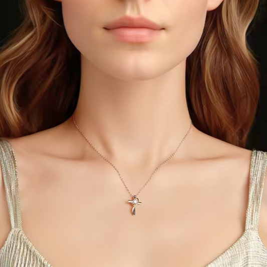 Korshalsband i Sterling Silver med Moissanite & Guldton  Diamanta Faith & Heart™